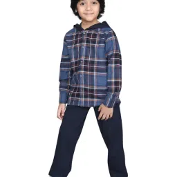 Zip Zap Zoop Boys Navy Blue Regular Fit Chequered Shirt-picture-11