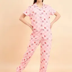 Sweet Dreams Rose Pink Printed Shirt Pyjama Set-picture-17