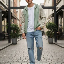 glitchez Colorblocked Hooded Bomber Jacket with Paneled Detail image 4