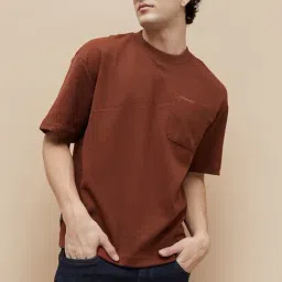 Forca By Lifestyle Brown Loose Fit Self Pattern T-Shirt-picture-40