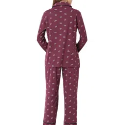 Smarty Pants Maroon Cotton Printed Regular Fit Sleepwear Robes image 2