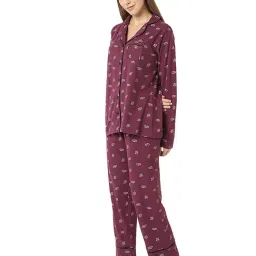 Smarty Pants Maroon Cotton Printed Regular Fit Sleepwear Robes image 3