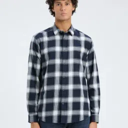 Pepe Jeans Navy Cotton Regular Fit Checks Shirts-picture-22