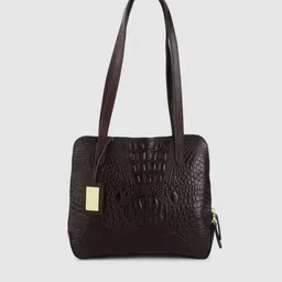 Hidesign Brown Animal Textured Leather Shoulder Bag-picture-28