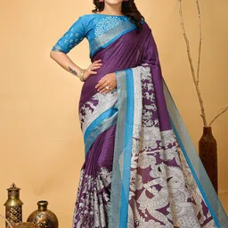 HERE&NOW Kalamkari Printed Zari Pure Cotton Kanjeevaram Saree-picture-34