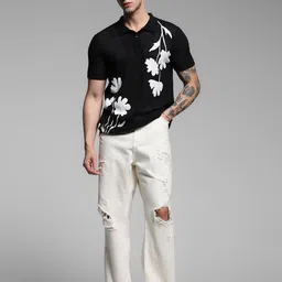 Jack & Jones Men Floral Polo Collar Pockets T-shirt image 5