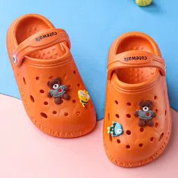 Cute Walk by Babyhug Slip On Clogs Teddy Bear Applique - Orange-picture-23