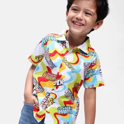 Babyhug Marvel Cotton Knit Half Sleeves Shirt with Avenger Text Print - Multicolour-image-28