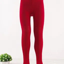 Cute Walk by Babyhug Knit Antibacterial Footed Tights Cable Knit Design - Red-picture-29