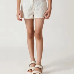 One Friday Cotton Floral Embroidered Shorts - Off White-image-13