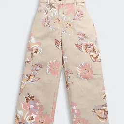 Tiny Girl 100% Cotton Woven Floral Printed Pant - Fawn-picture-20