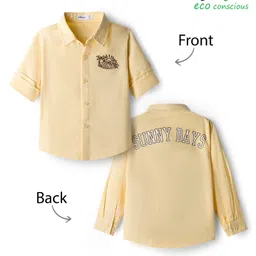 Babyoye 100% Cotton Twill Woven Full Sleeves Solid Dyed Shirt With Beach Theme Embroidery & Print - Yellow-picture-21