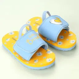 Babyoye Flip Flops with Velcro Closure & Back Strap Bird Print - Yellow image 2