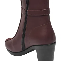 Shoetopia Embroidered Zipper Closure Boots - Brown image 3