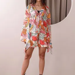 MILOST Printed V-Neck Shrug With Shorts Co-Ords-picture-38