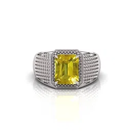 RRVGEM Silver Plated 9.25 Ratti 8.00 KT Yellow Sapphire Silver Plated Ring image 2