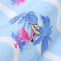 Babyhug Spandex Sleeveless V-Cut Beach Print Swimsuit - Blue image 3