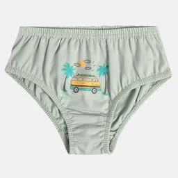 MINI KLUB Cotton Pack Of 2 Apples & Bus Printed Briefs - Orange & Light Green image 4