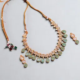 Opal Touch Gold-Plated Gemstone Studded & Pearl Beaded Jewellery Set image 2