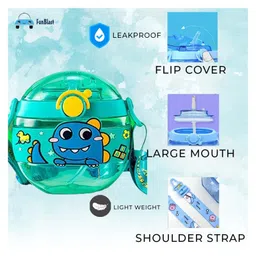 FunBlast Water Bottle with Straw Green  420 ML image 4