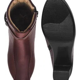 Shoetopia Embroidered Zipper Closure Boots - Brown image 5