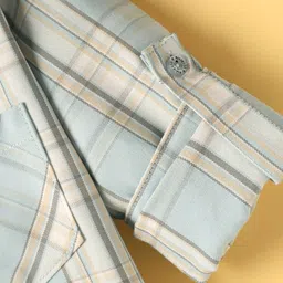 Rikidoos Full Sleeves Checked Shirt With Attached Tee - Sky Blue & White image 4