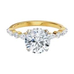 Emori 18k Yellow Gold & Diamond Halo Round Brilliant Ring-image-18