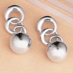 Rubans Silver-Plated Classic Circular Beaded Drop Earrings image 3