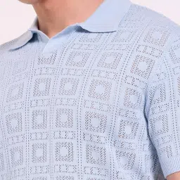 Peregrine By Pantaloons Blue Cotton Slim Fit Printed Polo T-Shirt image 5