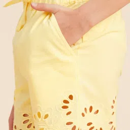 VERO MODA GIRL Pale Banana Self Design Regular Fit Shorts image 5