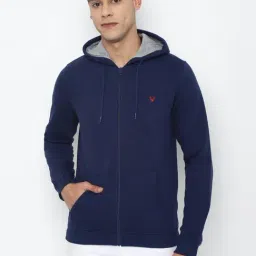 Allen Solly Blue Cotton Regular Fit Hooded Weatshirt-picture-37