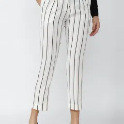 Van Heusen White Striped Pants-image-44