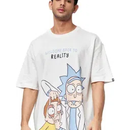 The Souled Store Off White Rick & Morty Print Oversized T-Shirt-image-76