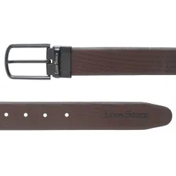 Louis Stitch Black Textured Leather Reversible Belt for Men image 5