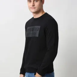 Peter England Black Cotton Slim Fit Printed Sweatshirt image 3