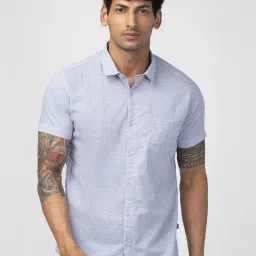 Spykar White Cotton Regular Slim Fit Printed Shirt-picture-37