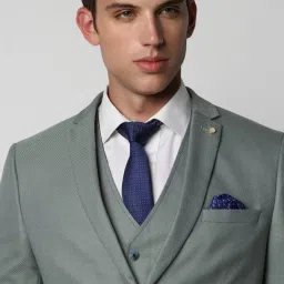 Van Heusen Green Slim Fit Textured Three Piece Suit image 5