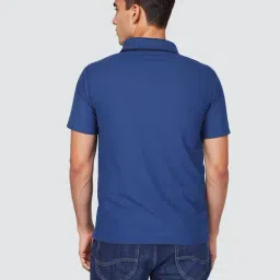 Lee Men Solid Blue Polo Neck Regular Fit Tshirt image 2