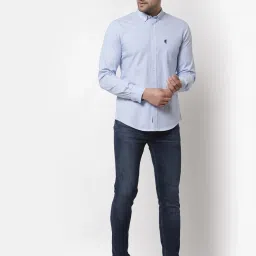 Red Tape Blue Cotton Regular Fit Striped Shirt image 5