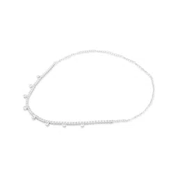 Zaveri Pearls Silver Tone Diamonds Minimal Necklace & Earring Set-ZPFK17614 image 5