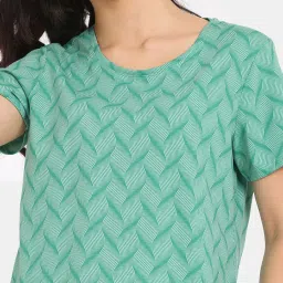Rosaline by Zivame Green Printed T-Shirt With Lounge Pants image 5