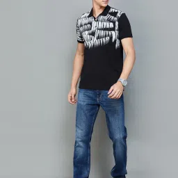 Forca by Lifestyle Black Regular Fit Printed Polo T-Shirt image 5
