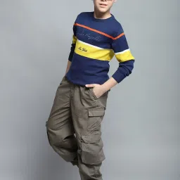 Monte Carlo Boys Printed Navy Blue Round Neck Full Sleeve Pullover image 5