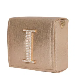 NR by Nidhi Rathi Golden Leather Embellished Clutch image 5
