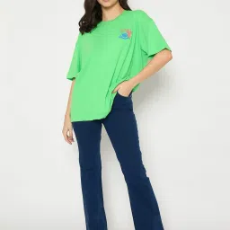 Madame Green Cotton Graphic Print Short Sleeves T-Shirt image 5