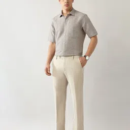 Arrow Beige Polyester Regular Fit Self Formal Trousers image 5