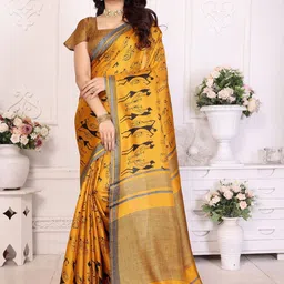 KALINI Kalamkari Printed Art Silk Saree-picture-28