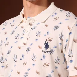 U.S. Polo Assn. Beige Cotton Slim Fit Printed Polo T-Shirt image 5