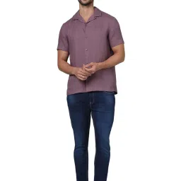 celio celio* Purple Regular Fit Linen Shirt image 5