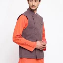 Fabindia Purple Mandarin Collar Nehru Jacket image 3